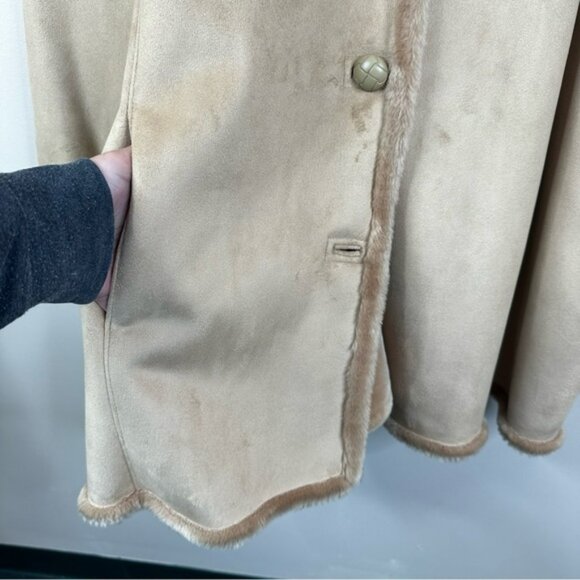 Marvin Richards Vintage Faux Suede and Fur Coat Tan Neutral Womens 4X - Picture 10 of 11